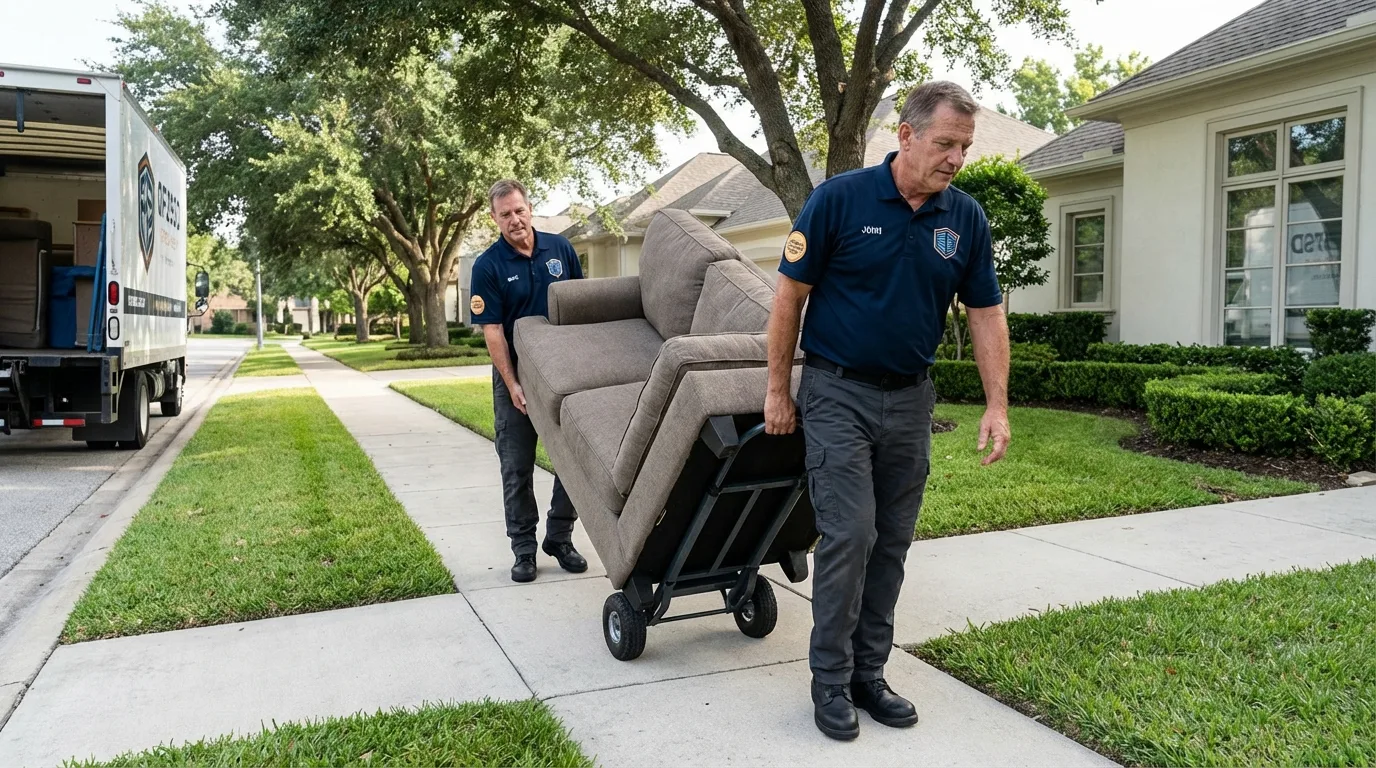 Local residential moving crew loading furniture in Union Springs, AL