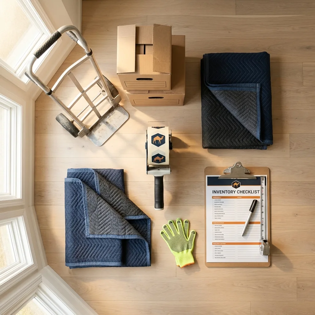 Professional moving supplies and packing materials layout for Union Springs residential relocations